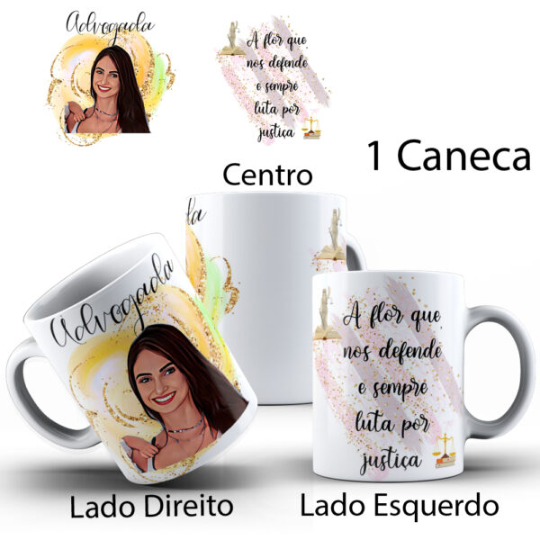 Caneca Profissões Com Caricatura Personalizada Xicara Café 325ml - Advogada - Image 3