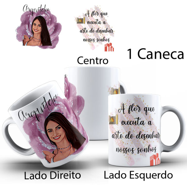 Caneca Profissões Com Caricatura Personalizada Xicara Café 325ml - Arquiteta - Image 3