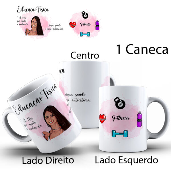 Caneca Profissões Com Caricatura Personalizada Xicara Café 325ml - Educação Física - Image 3