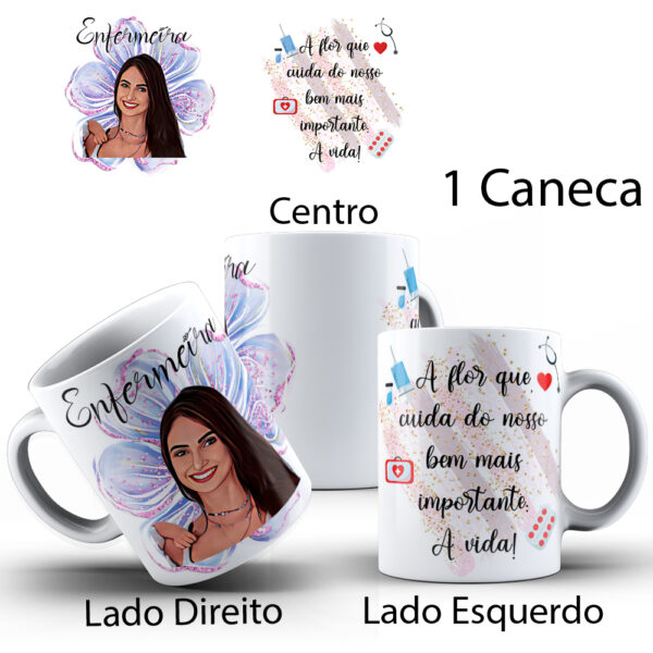 Caneca Profissões Com Caricatura Personalizada Xicara Café 325ml - Enfermeira - Image 3