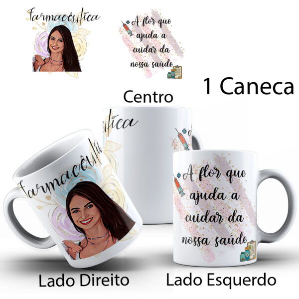 Caneca Profissões Com Caricatura Personalizada Xicara Café 325ml - Farmaceutica - Image 3