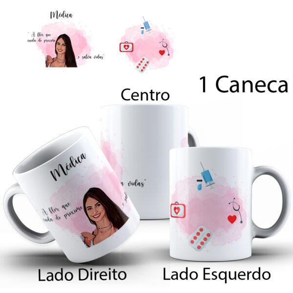 Caneca Profissões Com Caricatura Personalizada Xicara Café 325ml - Médica - Image 3