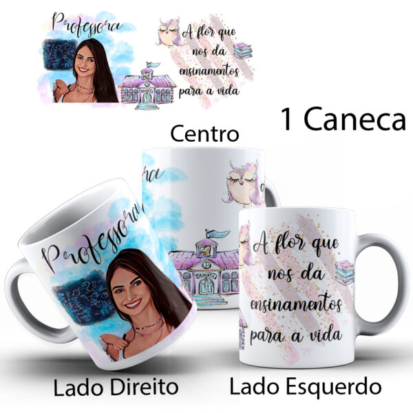Caneca Profissões Com Caricatura Personalizada Xicara Café 325ml - Professora - Image 3