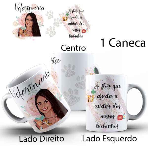 Caneca Profissões Com Caricatura Personalizada Xicara Café 325ml - Veterinária - Image 3