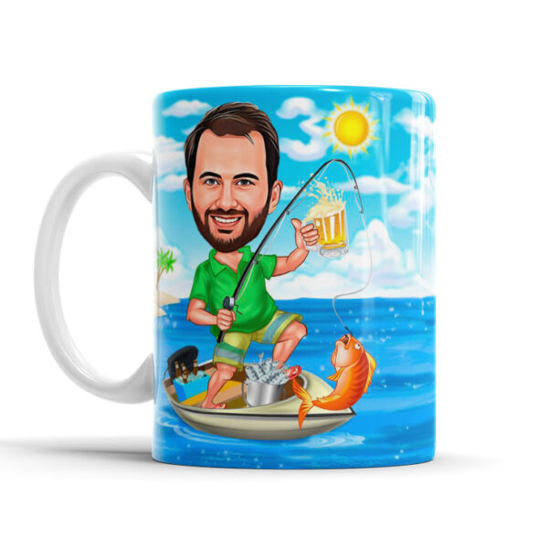 Caneca Com Caricatura Personalizada Avatar Pescaria Divertidas 325ml