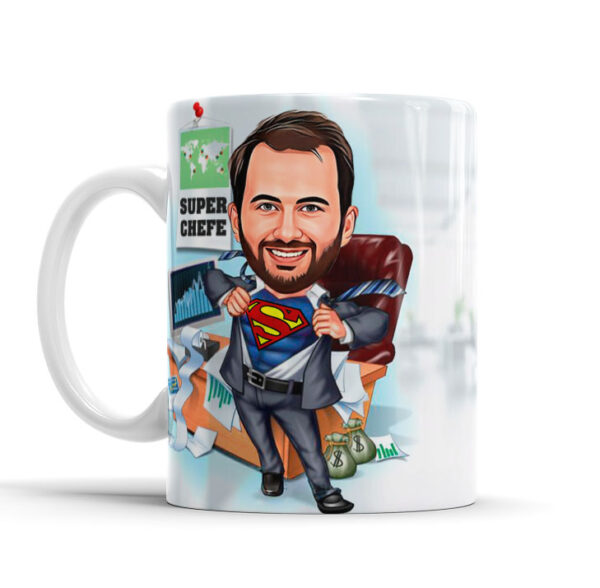 Caneca Com Caricatura Personalizada Avatar Super Chefe Divertidas 325ml
