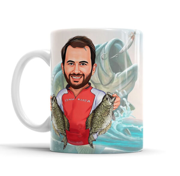 Caneca Com Caricatura Personalizada Avatar Pescador Divertidas 325ml