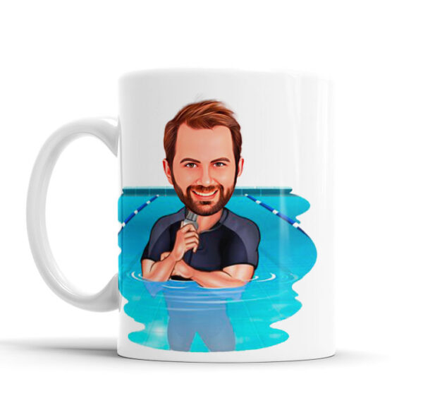 Caneca Personalizada Com Caricatura Natação Envio Rápido 325ml