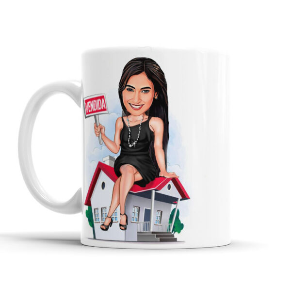 Caneca Personalizada Com Caricatura Corretora de Imóveis Envio Rápido 325ml