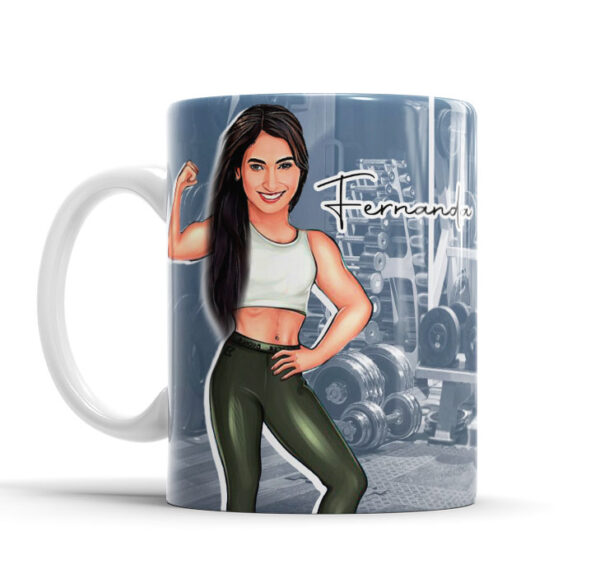 Caneca Com Caricatura Personalizada Avatar Fitness Academia Divertidas 325ml