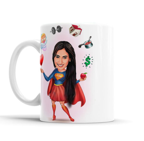 Caneca Personalizada Com Caricatura Super Mãe Envio Rápido 325ml
