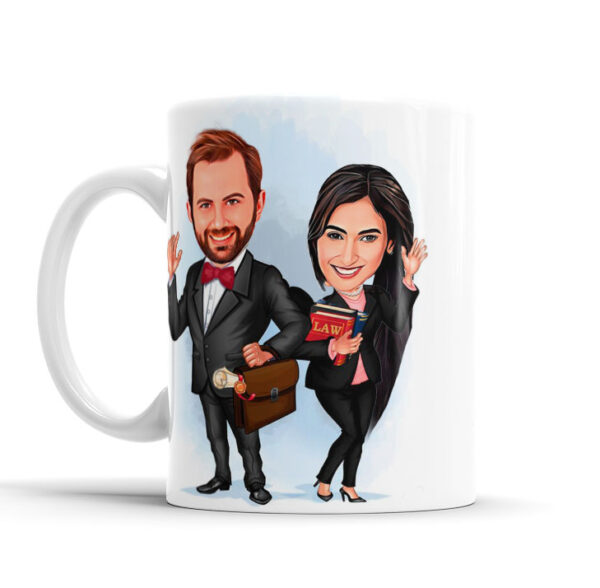 Caneca Personalizada Com Caricatura Casal Advogados Envio Rápido 325ml