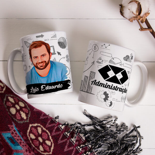 Caneca De Profissão Com Caricatura E Nome Administração Envio Rápido 010 - Image 3