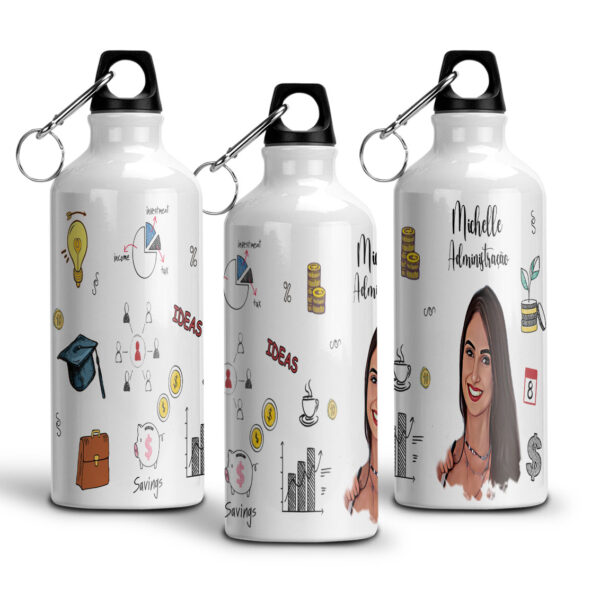 Garrafa Squeeze De Alumínio Profissões Com Caricatura - Administração - 600ml - Image 3