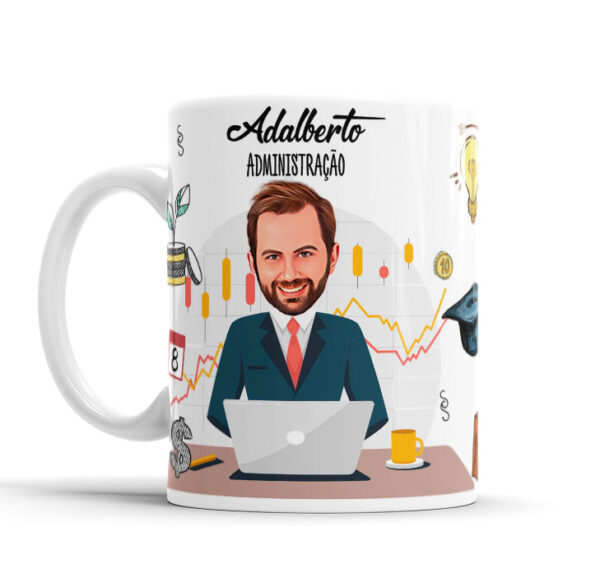 Caneca Avatar Caricatura Personalizada De Profissões - Administrador - 325ml