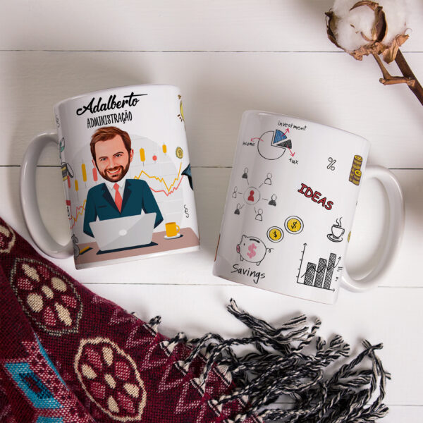 Caneca Avatar Caricatura Personalizada De Profissões - Administrador - 325ml - Image 3