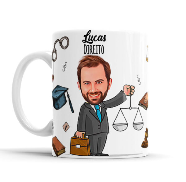 Caneca Avatar Caricatura Personalizada De Profissões - Advogado - 325ml