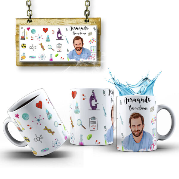 Caneca Personalizada Com Caricatura Envio Rápido - Biomedicina - 325ml - Image 3