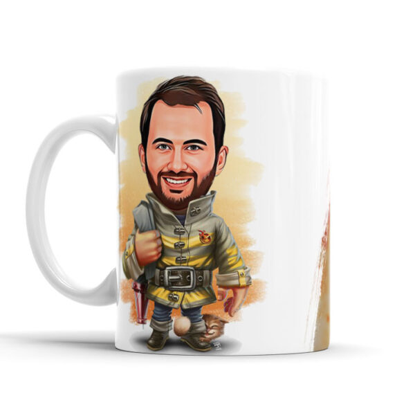 Caneca Com Caricatura Personalizada Avatar Bombeiro Divertidas 325ml