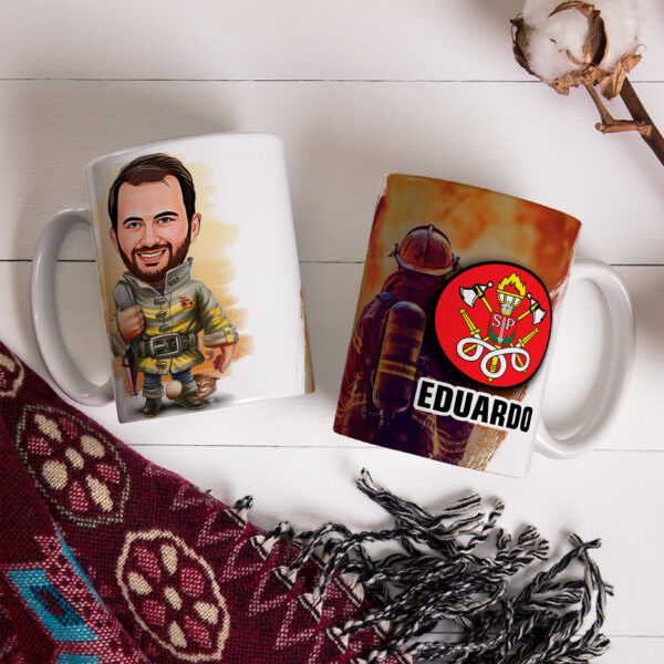 Caneca Com Caricatura Personalizada Avatar Bombeiro Divertidas 325ml - Image 3