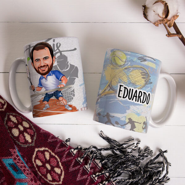Caneca Com Caricatura Personalizada Avatar Tenista Divertidas 325ml - Image 3
