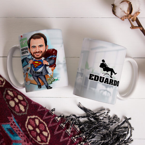 Caneca Com Caricatura Personalizada Avatar Super Chefe Divertidas 325ml - Image 3