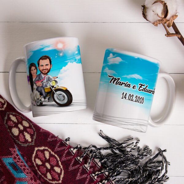 Caneca Com Caricatura Personalizada Avatar Noivos Recém Casados Divertidas 325ml - Image 3