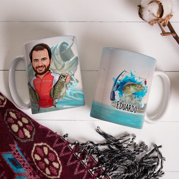 Caneca Com Caricatura Personalizada Avatar Pescador Divertidas 325ml - Image 3