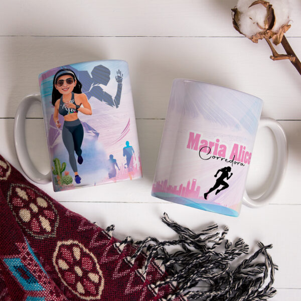 Caneca Com Caricatura Personalizada Avatar Corredora Divertidas 325ml - Image 3