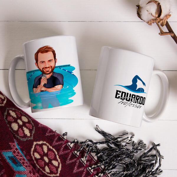 Caneca Personalizada Com Caricatura Natação Envio Rápido 325ml - Image 3