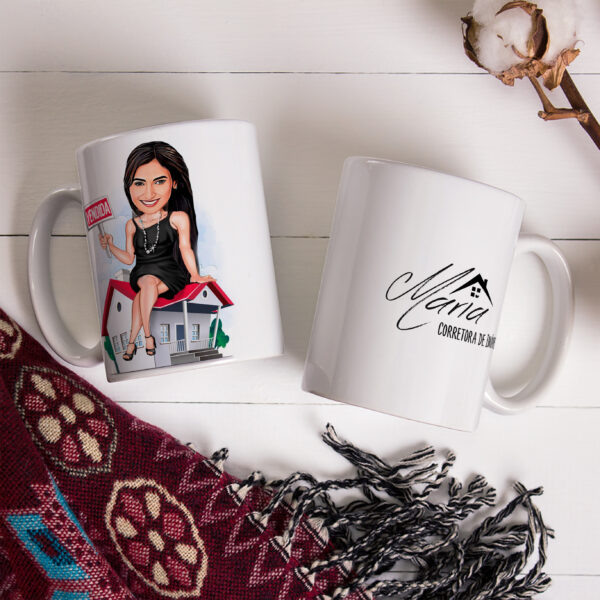 Caneca Personalizada Com Caricatura Corretora de Imóveis Envio Rápido 325ml - Image 3