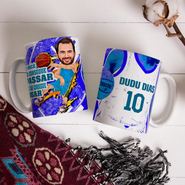 Caneca Com Caricatura Personalizada Avatar Basquete Divertidas 325ml - Image 3