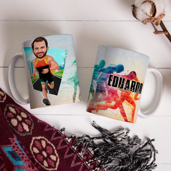 Caneca Com Caricatura Personalizada Avatar Corredor Divertidas 325ml - Image 3
