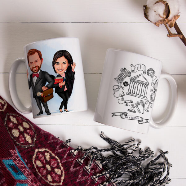 Caneca Personalizada Com Caricatura Casal Advogados Envio Rápido 325ml - Image 3