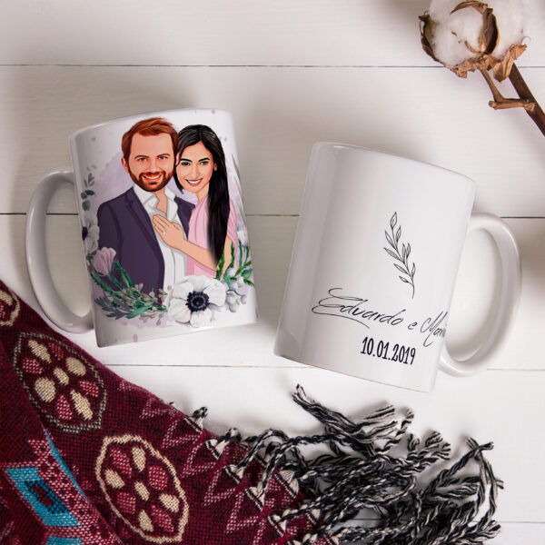 Caneca Personalizada Com Caricatura Convite Casamento Envio Rápido 325ml - Image 3