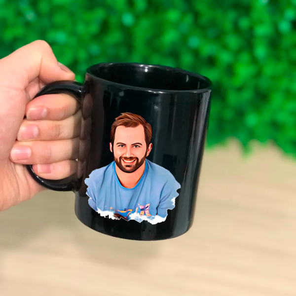 Xicara Preta Personalizada Caneca Caricatura Envio Rapido 325ml