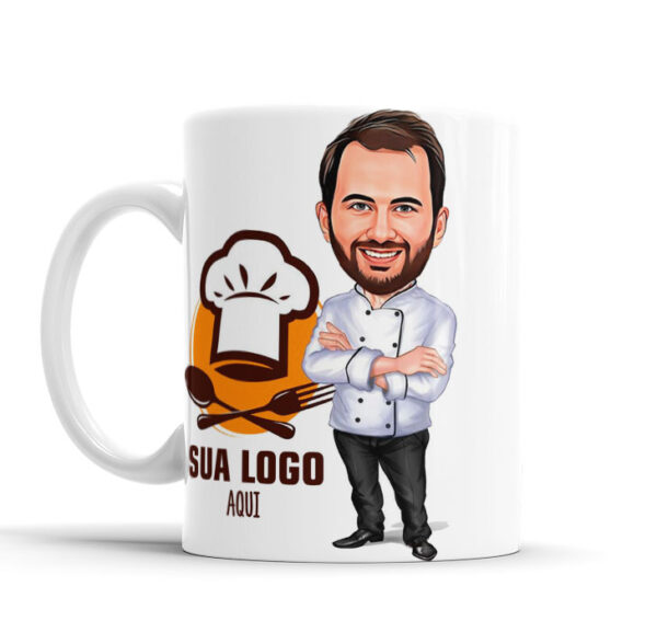 Caneca Com Caricatura Personalizada Avatar Chefe de Cozinha Divertidas 325ml
