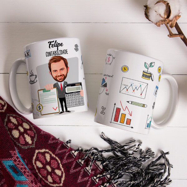 Caneca Avatar Caricatura Personalizada De Profissões - Contabilidade - 325ml - Image 3