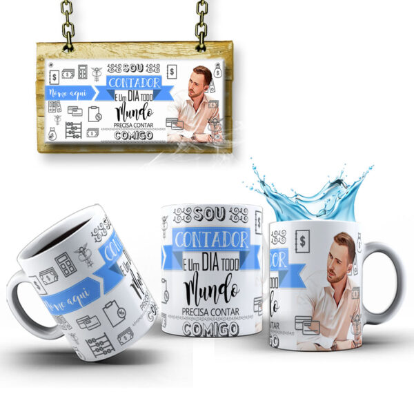 Caneca Profissões Com Caricatura Nome Envio Rápido Profissão Contador - 325ml - Image 3