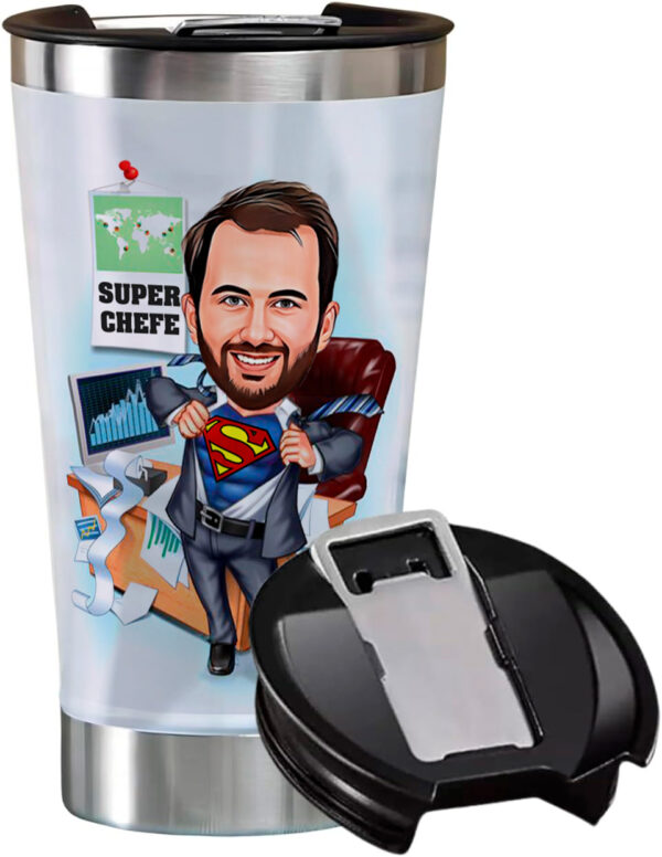 Copo Térmico Caricatura Personalizada Avatar Super Chefe Divertida 473ml - Image 2