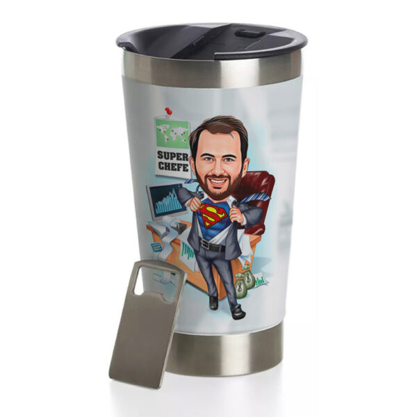 Copo Térmico Caricatura Personalizada Avatar Super Chefe Divertida 473ml - Image 3