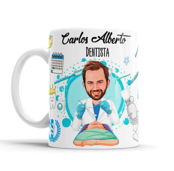 Caneca Avatar Caricatura Personalizada De Profissões - Dentista - 325ml