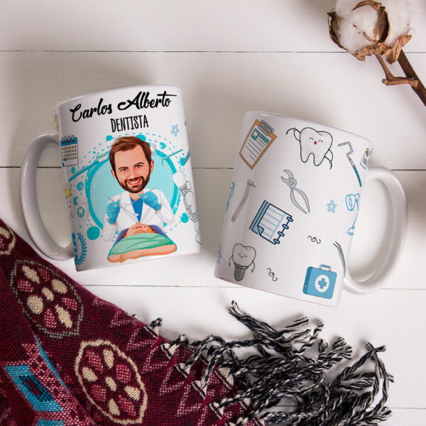 Caneca Avatar Caricatura Personalizada De Profissões - Dentista - 325ml - Image 3
