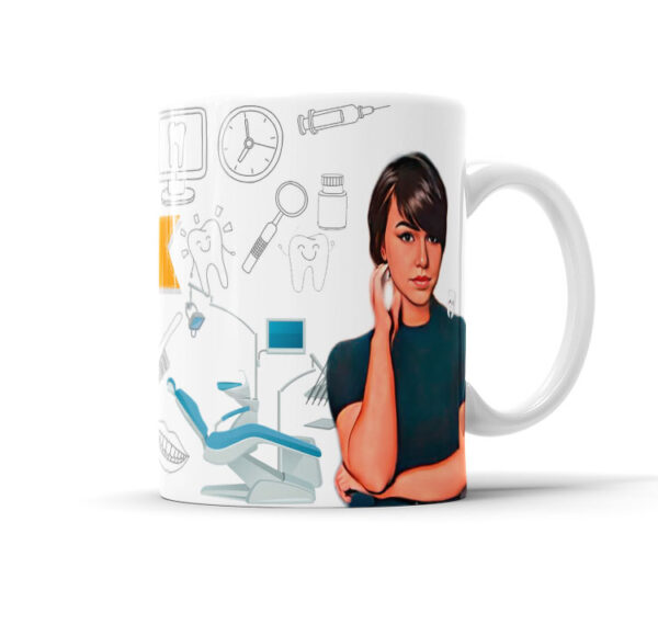 Caneca Profissões Com Caricatura Nome Envio Rápido Profissão Dentista - 325ml - Image 4