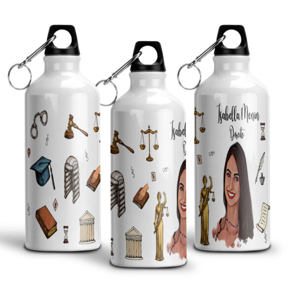 Garrafa Squeeze De Alumínio Profissões Com Caricatura - Direito - 600ml - Image 3