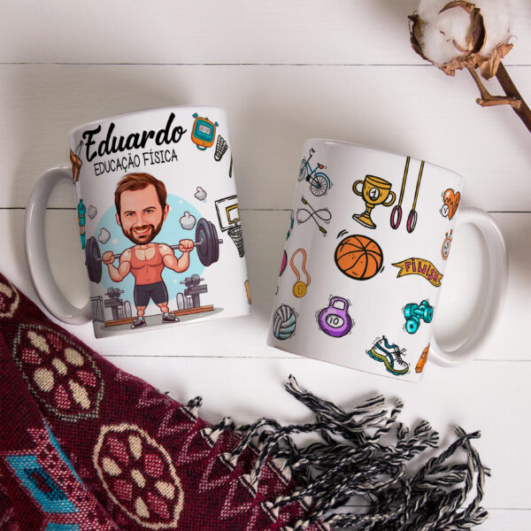 Caneca Avatar Caricatura Personalizada De Profissões - Educação Física - 325ml - Image 3