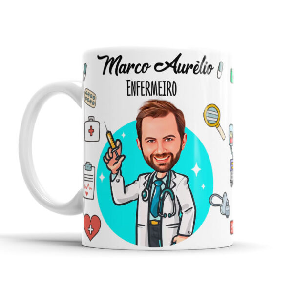 Caneca Avatar Caricatura Personalizada De Profissões - Enfermeiro - 325ml