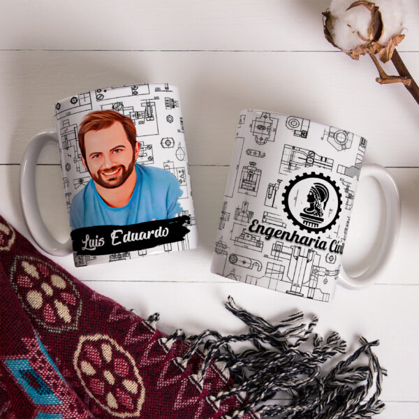 Caneca De Profissão Com Caricatura E Nome Engenharia Envio Rápido 010 - Image 3