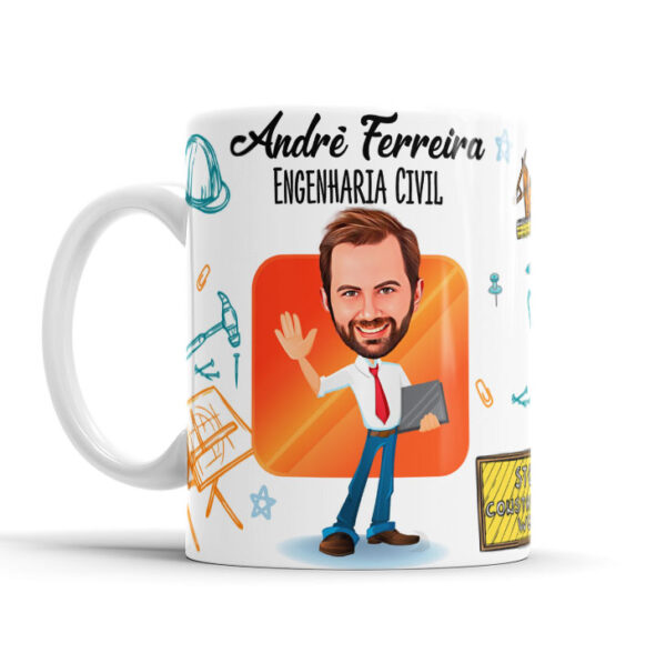 Caneca Avatar Caricatura Personalizada De Profissões - Engenheiro - 325ml