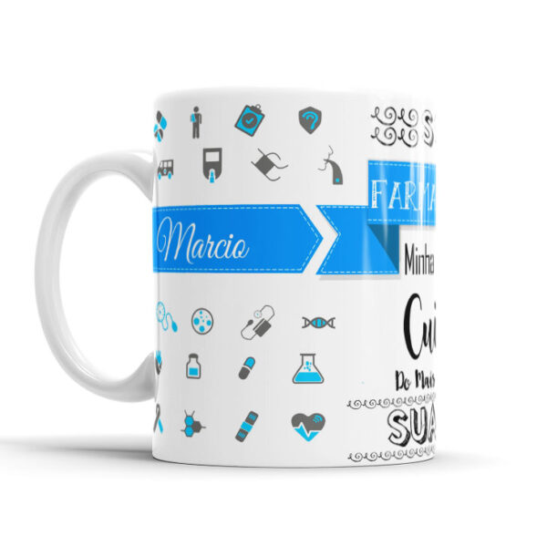 Caneca Profissões Com Caricatura Nome Envio Rápido Profissão Farmácia - 325ml - Image 4